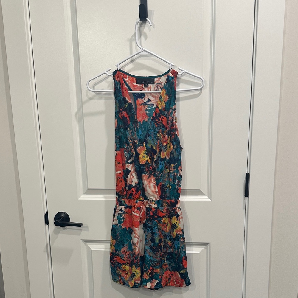 Adelyn Rae Multicolor Floral Shorts Jumpsuit